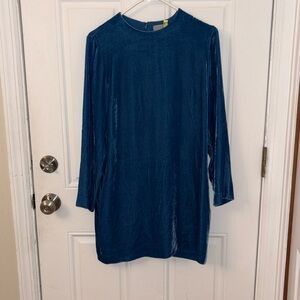 COS velvet shift dress sz 6 blue